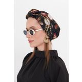 HÜRREM BONE Bordo Pratik Hazır Geçmeli Tesettür Bone Kesik Elyaf Retro Desenli 2409_16