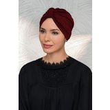 Hürrem Bone Bordo Pratik Hazır Geçmeli Tesettür Bone Petekli Büzgülü 1204_16