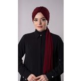 Hürrem Bone Bordo Pratik Hazır Geçmeli Tesettür Bone Sandy Kumaş Atkılı 2204_16