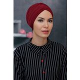 HÜRREM BONE Bordo Pratik Hazır Geçmeli Tesettür Bone Sandy Kumaş Taçlı Büzgülü 1208_16