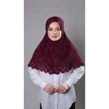Hürrem Bone Bordo Pratik Hazır Geçmeli Tesettür Eşarp Fukuro Kumaş Piliseli Çiçek Desenli Lazer Kesim 1829_16