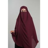 Hürrem Bone Bordo Pratik Hazır Geçmeli Tesettür Eşarp Krep Bağcıklı Sufle Hijab 2313_16