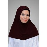 Hürrem Bone Bordo Pratik Hazır Geçmeli Tesettür Eşarp Sandy Kumaş Işlemeli Incili Taşlı 1605_16
