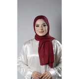 HÜRREM BONE Bordo Pratik Hazır Geçmeli Tesettür Şal Örme Kumaş Taşlı Yıldız Desenli 2118Y_16