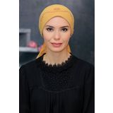 HÜRREM BONE Gold Pratik Hazır Geçmeli Tesettür Bone Sandy Kumaş Güllü Boncuklu Işlemeli 1206_03