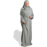 Hürrem Bone Gri Iki Parça Namaz Elbisesi Dokuma Kendinden Desenli 2502_15 - Standart