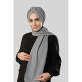 Hürrem Bone Gri Kışlık Kendinden Atkılı Peluş Tesettür Bone Jakar Düz 2329_15