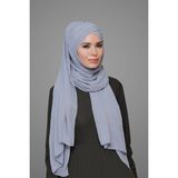 Hürrem Bone Gri Pratik Hazır Geçmeli Bone Şal Şifon Kendinden Boneli Üç Bantlı 1451_15 - Standart