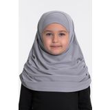 Hürrem Bone Gri Pratik Hazır Geçmeli Çocuk Tesettür Bone Sandy Kumaş Kendinden Boneli 78_15