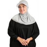 Hürrem Bone Gri Pratik Hazır Geçmeli Şapkalı Tesettür Eşarp Viskon Düz 2513_15 - Standart