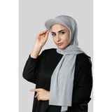 Hürrem Bone Gri Pratik Hazır Geçmeli Şapkalı Tesettür Şal Sandy Düz 3008_15