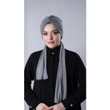 Hürrem Bone Gri Pratik Hazır Geçmeli Tesettür Bone Sandy Kumaş Atkılı 2204_15