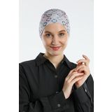 Hürrem Bone Gri Pratik Hazır Geçmeli Tesettür Bone Sandy Kumaş Geometrik 2117_15