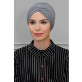 Hürrem Bone Gri Pratik Hazır Geçmeli Tesettür Bone Sandy Kumaş Üç Çapraz 1803_15