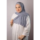 HÜRREM BONE Gri Pratik Hazır Geçmeli Tesettür Eşarp Fukuro Piliseli Çiçek Desenli Lazer Kesim _15 1819