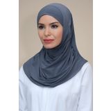 HÜRREM BONE Gri Pratik Hazır Geçmeli Tesettür Eşarp Sandy Kumaş Kendinden Boneli _15 1290