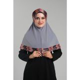 Hürrem Bone Gri Pratik Hazır Geçmeli Tesettür Eşarp Sandy Renkli Desenli Fileli 2401_15