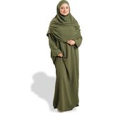 Hürrem Bone Haki Iki Parça Namaz Elbisesi Dokuma Kendinden Desenli 2502_09 - Standart