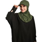 Hürrem Bone Haki Pratik Hazır Geçmeli Şapkalı Tesettür Eşarp Viskon Düz 2513_09 - Standart