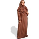 Hürrem Bone Kahve Iki Parça Namaz Elbisesi Viskon Düz 2504_14 - Standart