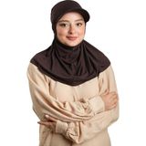 Hürrem Bone Kahve Pratik Hazır Geçmeli Şapkalı Tesettür Eşarp Viskon Düz 2513_14 - Standart