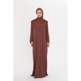 Hürrem Bone Kahve Tek Parça Namaz Elbisesi Viskon Düz 2503_14 - Standart