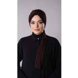 Hürrem Bone Kahverengi Pratik Hazır Geçmeli Tesettür Bone Sandy Kumaş Atkılı 2204_14