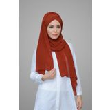 HÜRREM BONE Kiremit Pratik Hazır Geçmeli Bone Şal Şifon Kendinden Boneli Üç Bantlı _33 1451