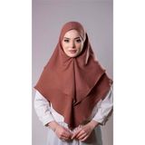 Hürrem Bone Kiremit Pratik Hazır Geçmeli Tesettür Eşarp Pamuk Caz Kumaş Çift Katlı Düz Hijab 2303_05