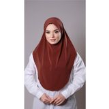 Hürrem Bone Kiremit Pratik Hazır Geçmeli Tesettür Eşarp Sandy Kumaş Düz Hijab 2308_05