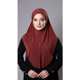Hürrem Bone Kiremit Pratik Hazır Geçmeli Tesettür Eşarp Sandy Kumaş Yırtmaçlı Düz Hijab 2310_05