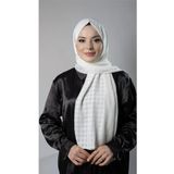 Hürrem Bone Krem Desenli Şal Şifon Kumaş Kareli Çizgili 202107_40