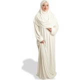 Hürrem Bone Krem Iki Parça Namaz Elbisesi Viskon Düz 2504_40 - Standart