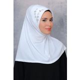 Hürrem Bone Krem Pratik Hazır Geçmeli Tesettür Eşarp Sandy Kumaş Elişi Çiçek Işlemeli Pullu 1604_40