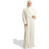 Hürrem Bone Krem Tek Parça Namaz Elbisesi Viskon Düz 2503_40 - Standart