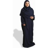 Hürrem Bone Lacivert Iki Parça Namaz Elbisesi Dokuma Kendinden Desenli 2502_02 - Standart