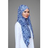 HÜRREM BONE Lacivert-leopar Pratik Hazır Geçmeli Bone Şal Şifon Kendinden Boneli Desenli _02 1454