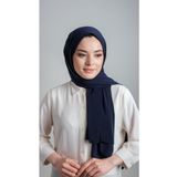 Hürrem Bone Lacivert Pratik Hazır Geçmeli Eşarp Sandy Kumaş Sade 1817_02