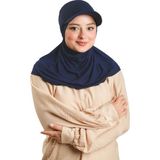 Hürrem Bone Lacivert Pratik Hazır Geçmeli Şapkalı Tesettür Eşarp Viskon Düz 2513_02 - Standart