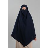 Hürrem Bone Lacivert Pratik Hazır Geçmeli Tesettür Eşarp Krep Bağcıklı Sufle Hijab 2313_02