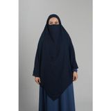 Hürrem Bone Lacivert Pratik Hazır Geçmeli Tesettür Eşarp Medine İpeği Bağcıklı Sufle Hijab 2301_02
