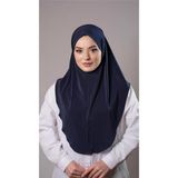 Hürrem Bone Lacivert Pratik Hazır Geçmeli Tesettür Eşarp Sandy Kumaş Düz Hijab 2308_02
