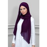 HÜRREM BONE Mürdüm Pratik Hazır Geçmeli Bone Şal Şifon Kendinden Boneli Iki Bantlı _07 1452
