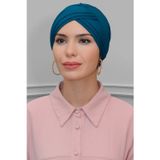 Hürrem Bone P. Mavisi Pratik Hazır Geçmeli Tesettür Bone Sandy Kumaş Üç Çapraz 1803_17