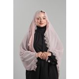 Hürrem Bone Pudra Namaz Başörtüsü Şal Şifon Kumaş Güpürlü 202106_06