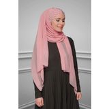HÜRREM BONE Pudra Pratik Hazır Geçmeli Bone Şal Şifon Kendinden Boneli Taşlı Elişi Işlemeli _06 1450