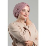 Hürrem Bone Pudra Pratik Hazır Geçmeli Tesettür Bone Sandy Pileli Salaş 2121_06