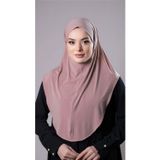Hürrem Bone Pudra Pratik Hazır Geçmeli Tesettür Eşarp Sandy Kumaş Düz Hijab 2308_06