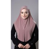 Hürrem Bone Pudra Pratik Hazır Geçmeli Tesettür Eşarp Sandy Kumaş Yırtmaçlı Düz Hijab 2310_06