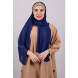 HÜRREM BONE Saks Mavisi-gold Arkadan Bağlamalı Şal Şifon Üç Bantlı Simli Pileli _2402 1835